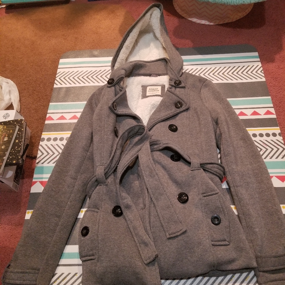 A gray furry jacket